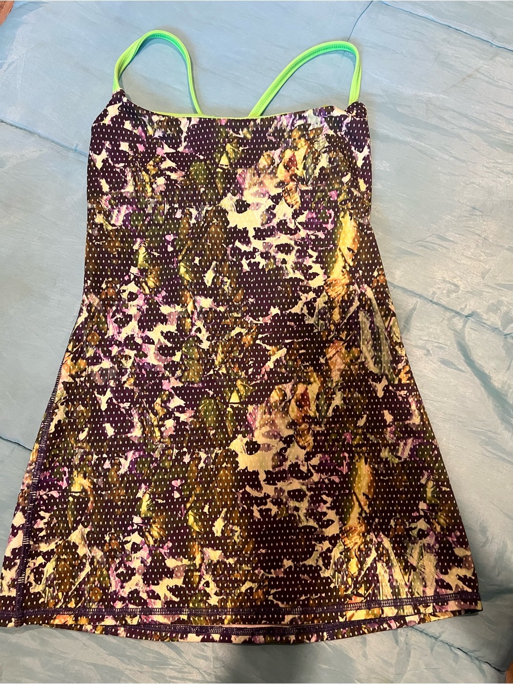 lululemon athletica Purple Floral Tank with Lime Straps